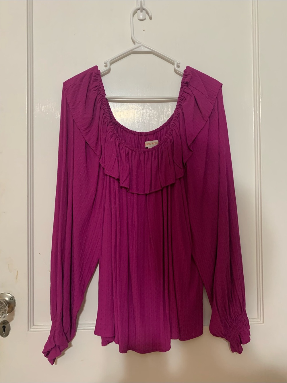 Knox Rose Ruffled Scoop-Neck Blouse in Magenta